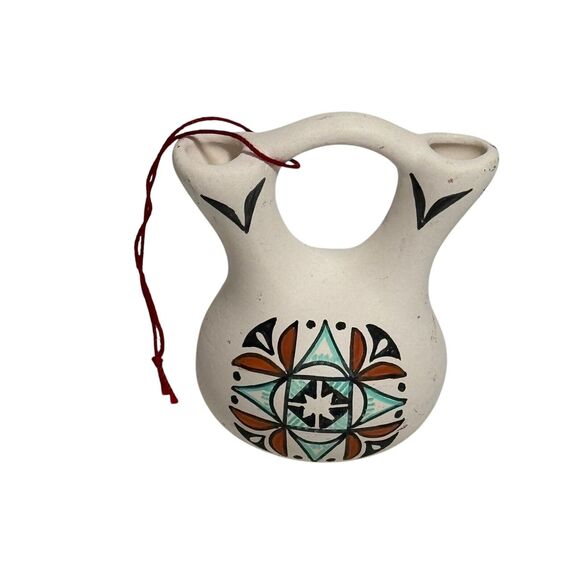 Miniature Wedding Vase Ornament Kimo Decora Southwestern Isleta Pueblo Signed - Picture 1 of 7